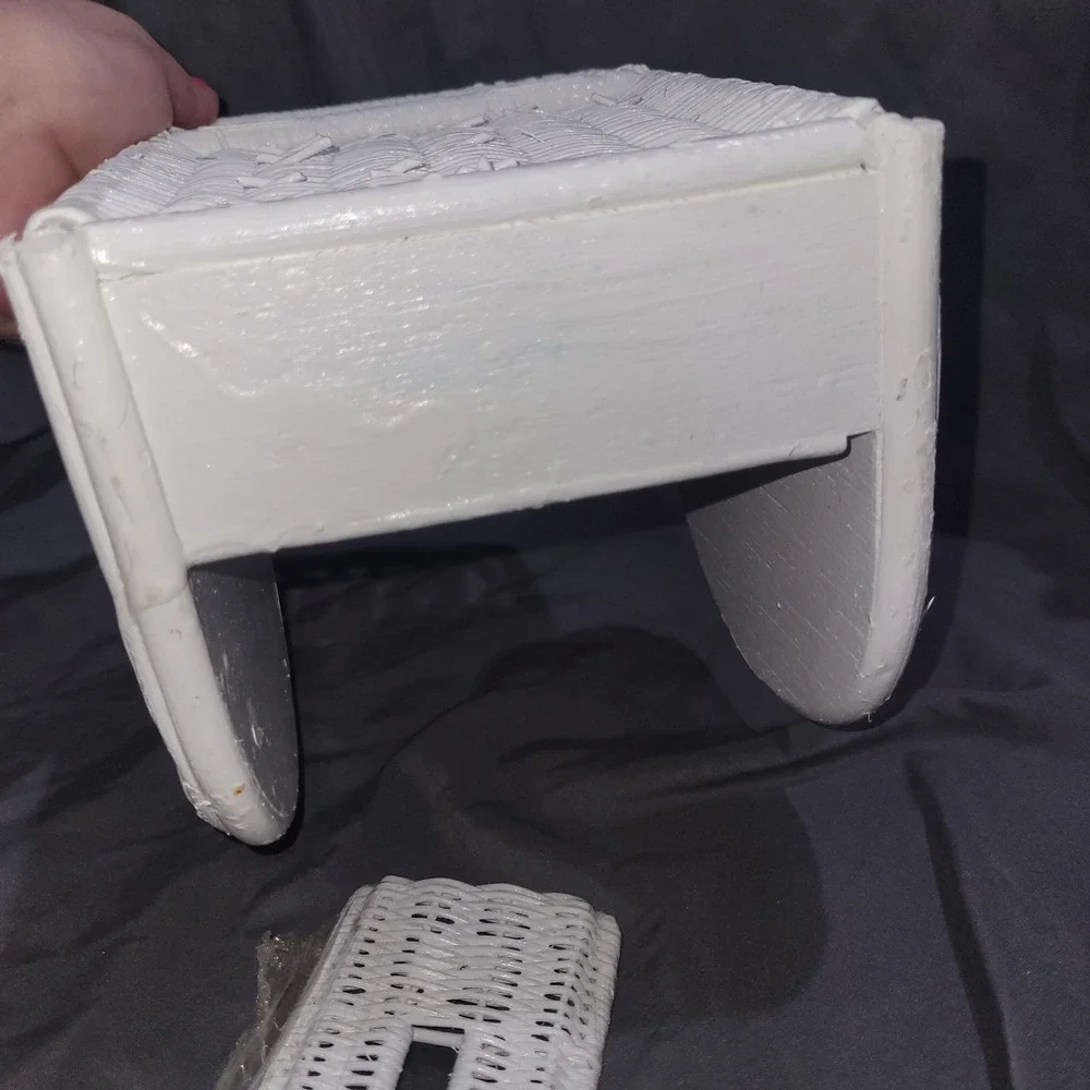 Vintage White Wicker Toilet Paper Holder Light Switch Cover Plate